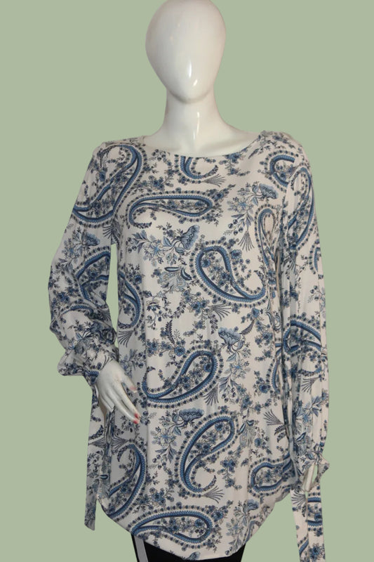 H&M White & Blue Floral Blouse
