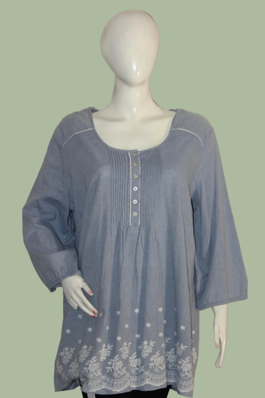 BM Casual Large Grey & White Blouse