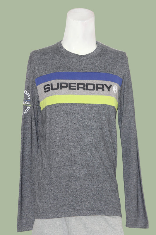 SuperDry Gray Full Sleeves T-Shirt – Large