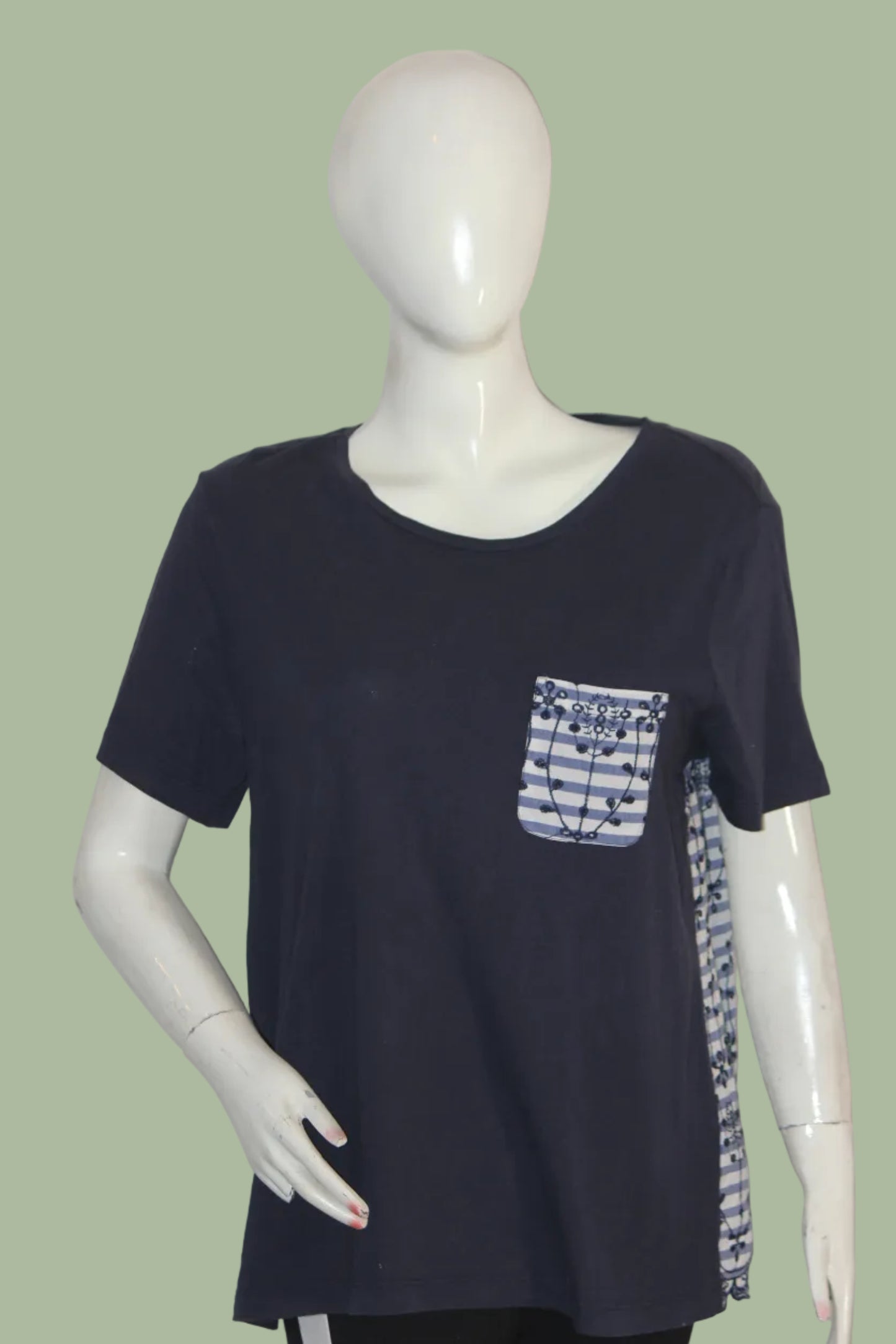 Dark Blue Half Sleeve Cotton Blouse – M&S