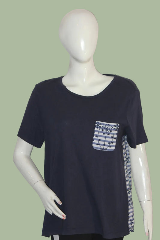 Dark Blue Half Sleeve Cotton Blouse – M&S
