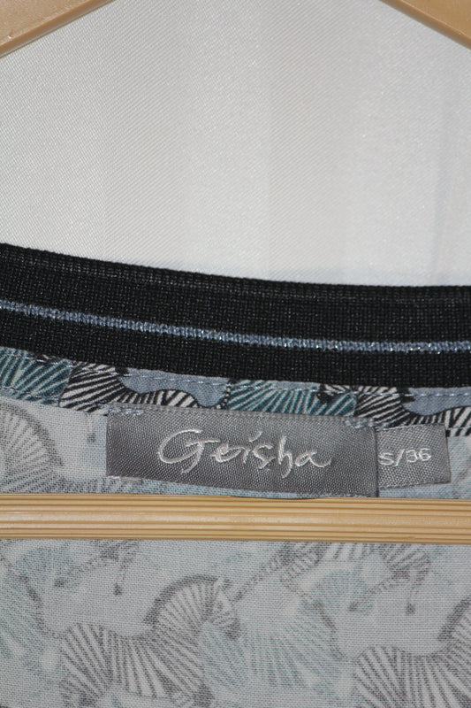 Geisha Grayish Blue Zebra Print Blouse