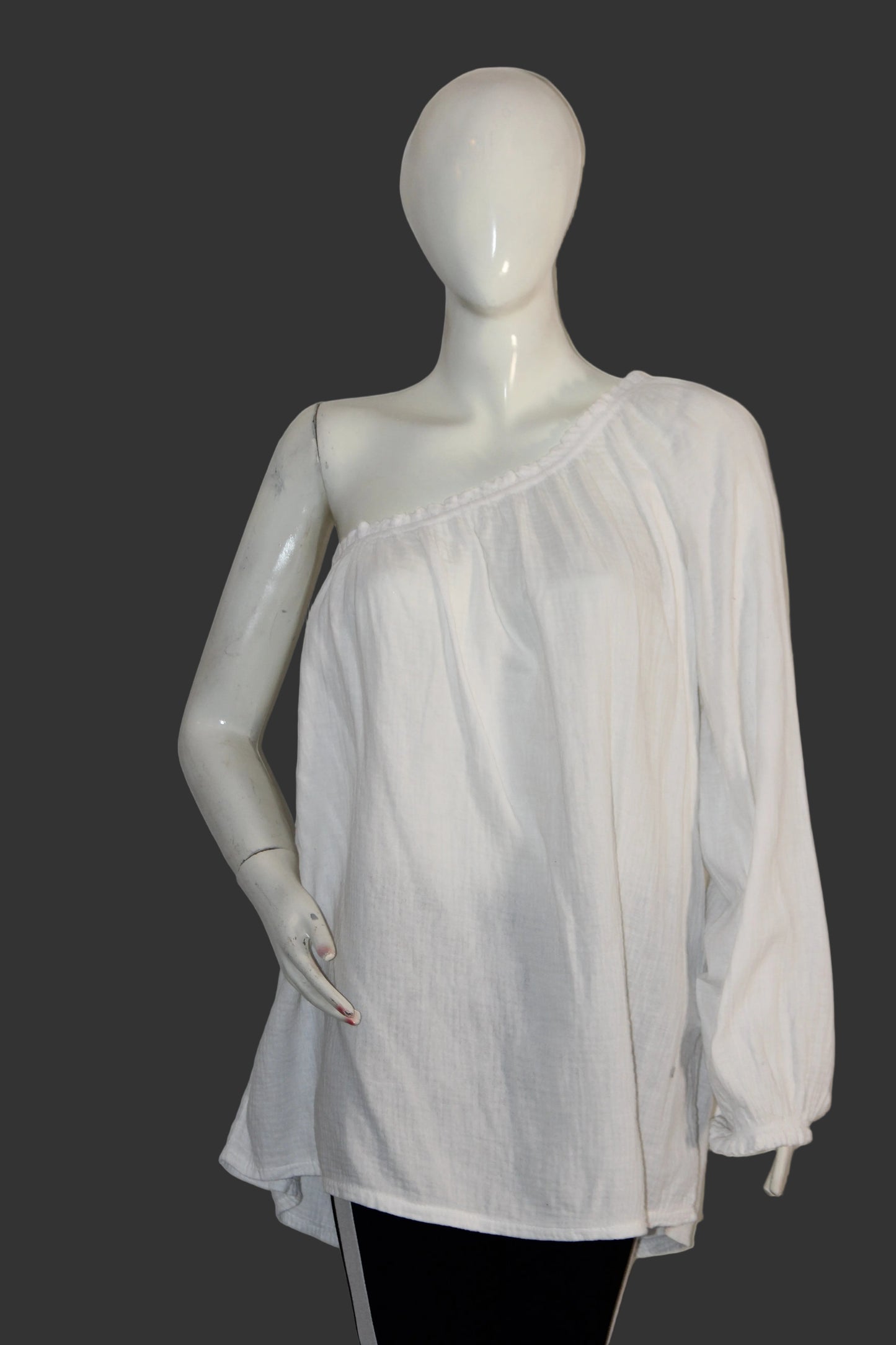 J&L White One-Shoulder Blouse - Medium