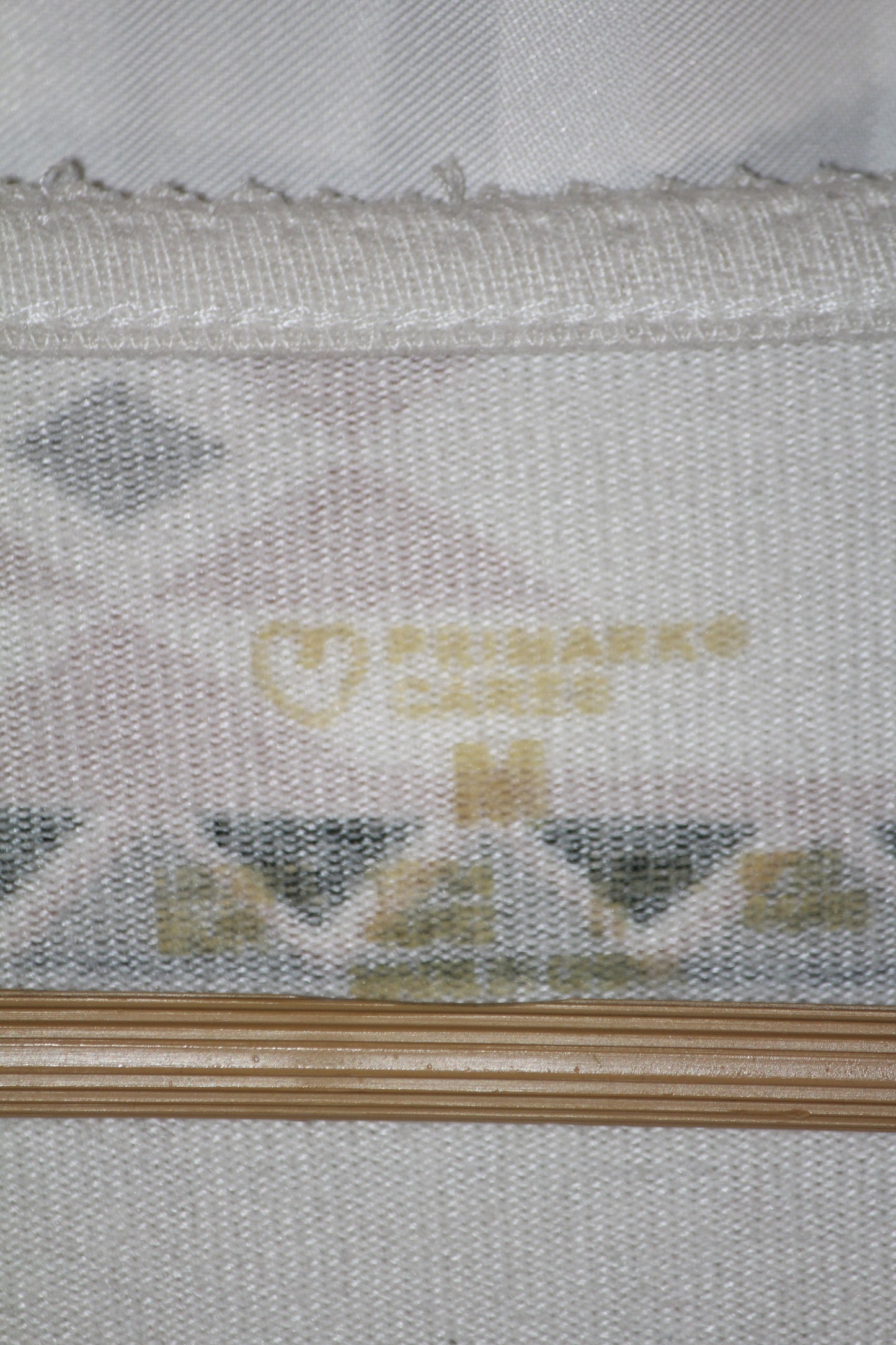 Primark White Sweatshirt with Green & Peach Design (Medium)