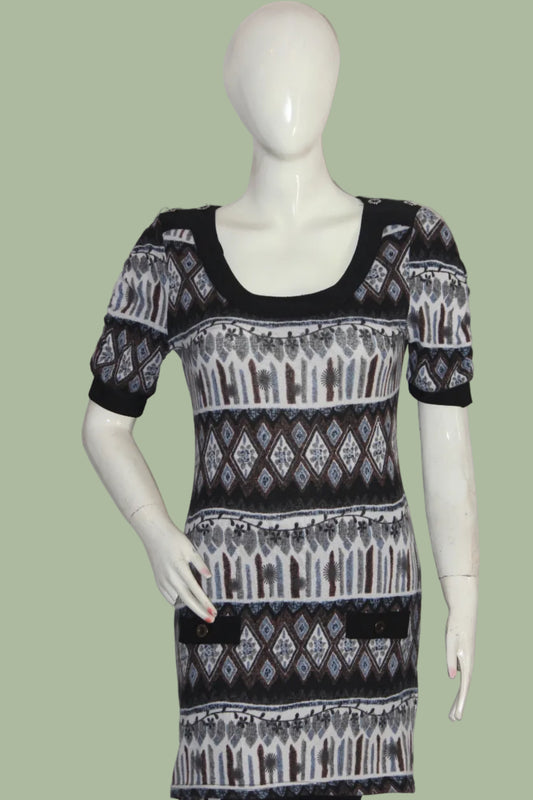 Izabel Medium Brown Grey and Black Winter Blouse