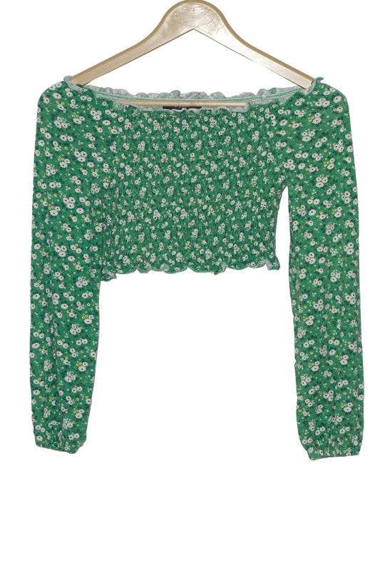 Primark Green Floral Crop Top - Small