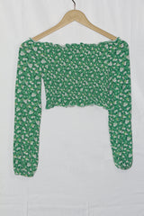 Primark Green Floral Crop Top - Small