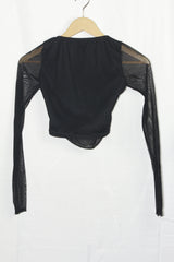 Pretty Little Things Black Netted Crop Top - Small