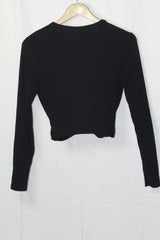 H&M Black Parallel Line Crop Top - Medium