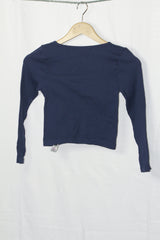 Dunnes Navy Blue Full Sleeve Crop Top - XS