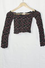 Pins & Needles Black Floral Crop Top - XS