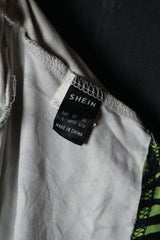 Shein Green & Black Zebra Print Crop Top - Large