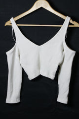 Zara White Fashionable Crop Top - Small