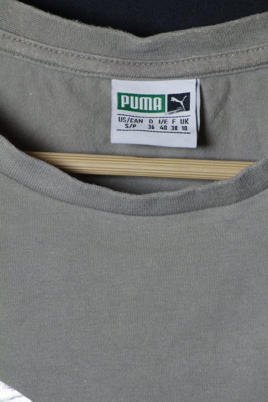 Puma Khaki Brown Cut-Sleeve Crop Top - Small