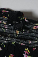 Forever 21 Black Floral Crop Top - Medium