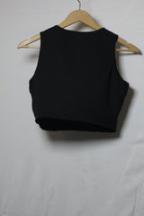 Shein Black Sleeveless Crop Top with Yellow Logo - Large