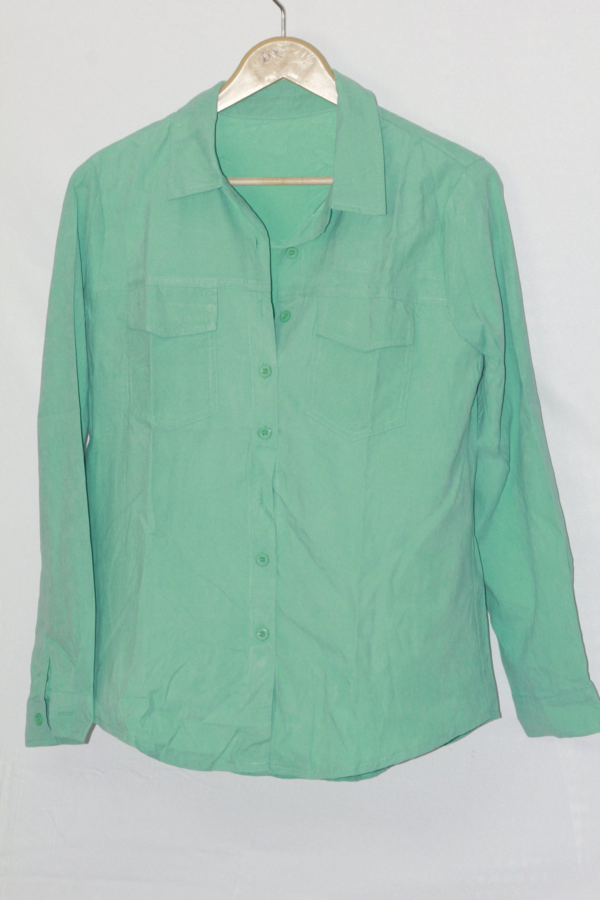 Emerald Charm – Thriftyfy Green Button Down Shirt