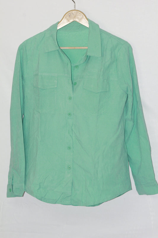 Emerald Charm – Thriftyfy Green Button Down Shirt