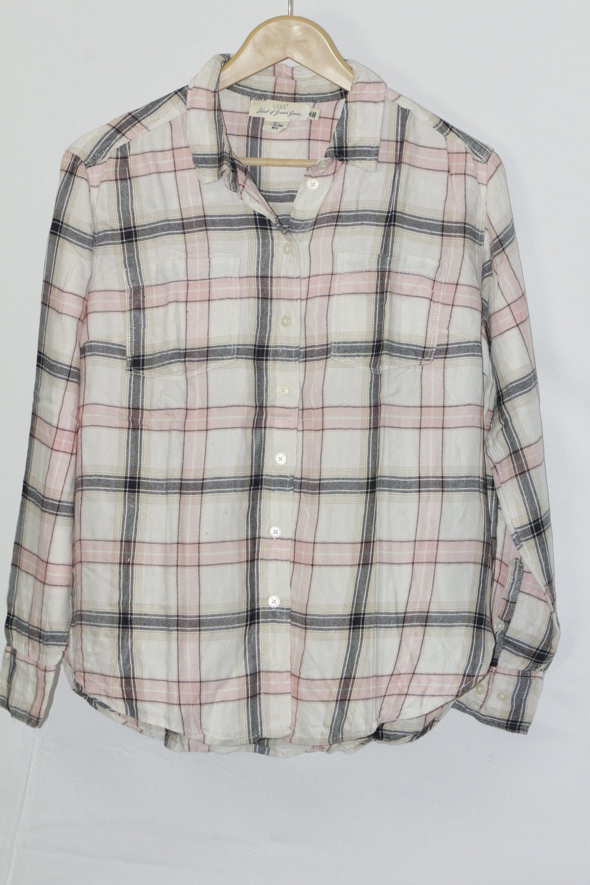 Rustic Charm – L.O.G.G. Off-White Checkered Button Down Shirt