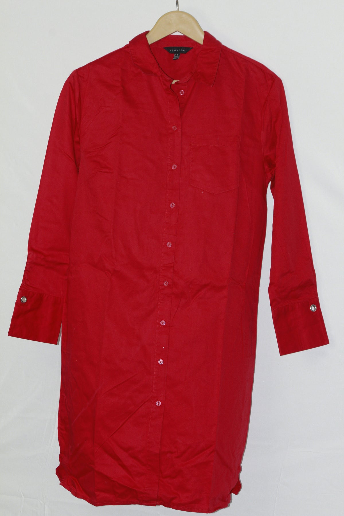 Crimson Classic – New Look Red Button Down Shirt