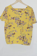 Floral Radiance: Yellow Half-Sleeve Blouse-Medium