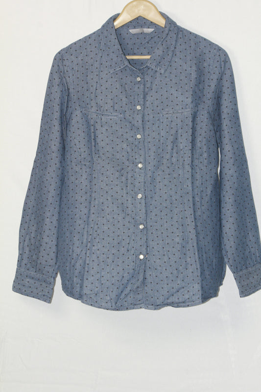 Polka Blue Elegance – Tu Button Down Shirt