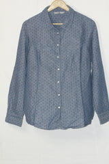 Polka Blue Elegance – Tu Button Down Shirt