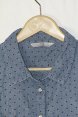 Polka Blue Elegance – Tu Button Down Shirt