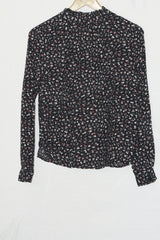 Laura Torelli Black Floral Full Sleeve Blouse - XS