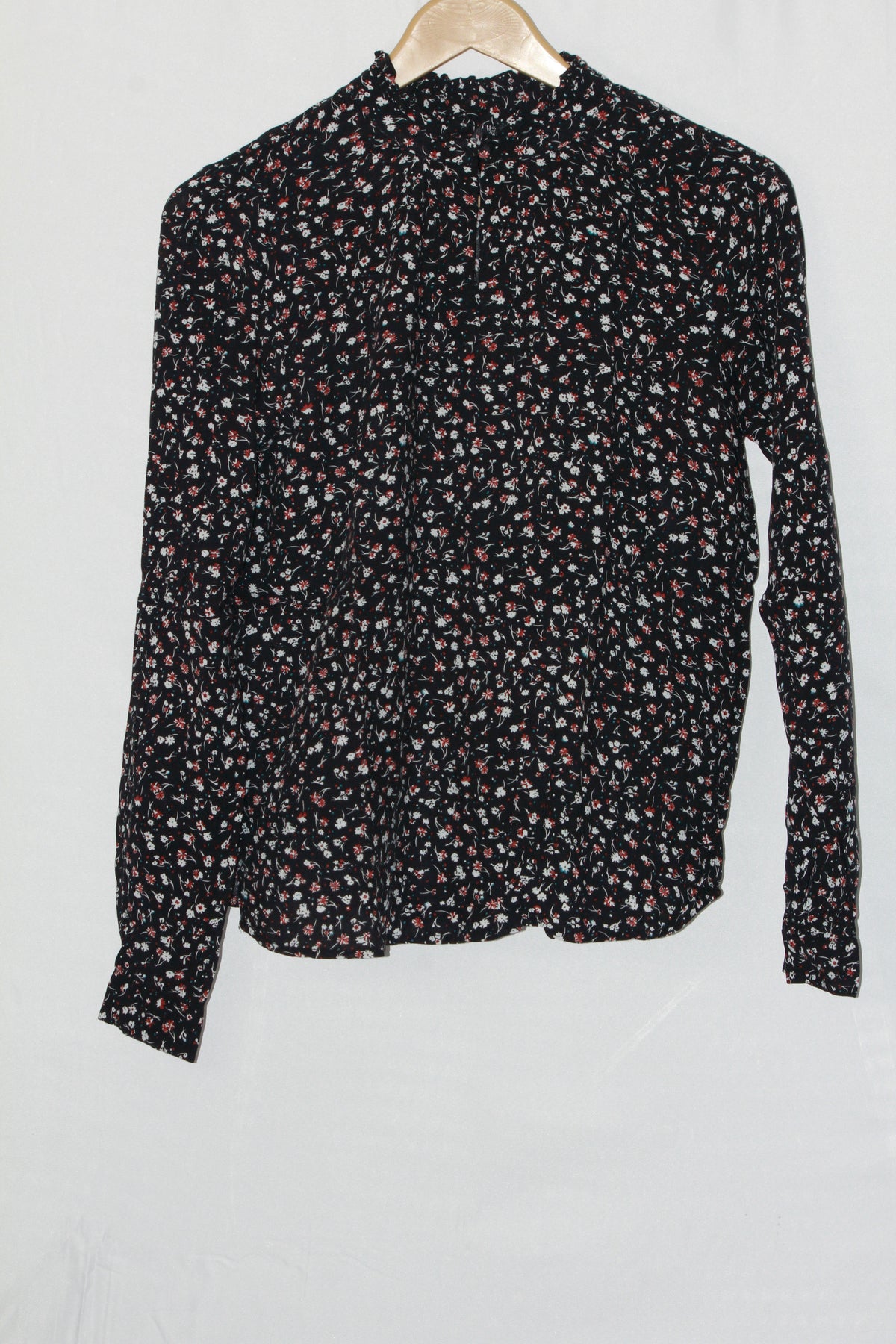 Laura Torelli Black Floral Full Sleeve Blouse - XS