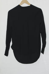 Midnight Grace: Black V-Neck Blouse-Small