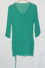 Emerald Glow: Green Full-Sleeve Blouse-Medium