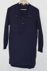 Urban Cool: Navy Blue Pocket Blouse-Medium