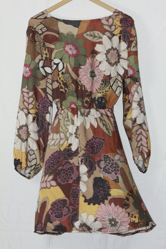 Thriftyfy Light Brown Floral Dress