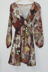 Thriftyfy Light Brown Floral Dress