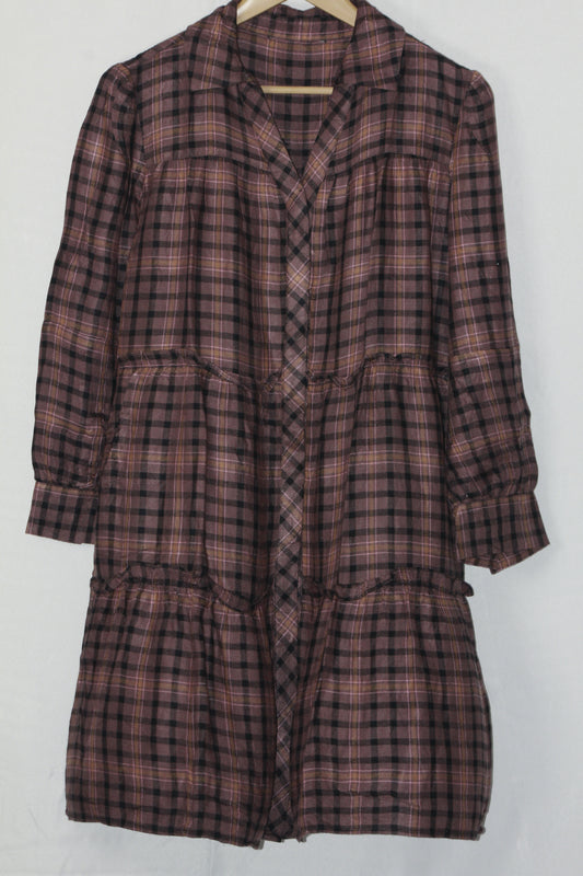 Thriftyfy Brown & Black Checkered Dress