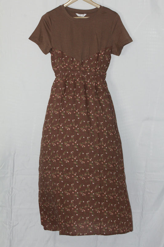 Thriftyfy Brown Floral Dress