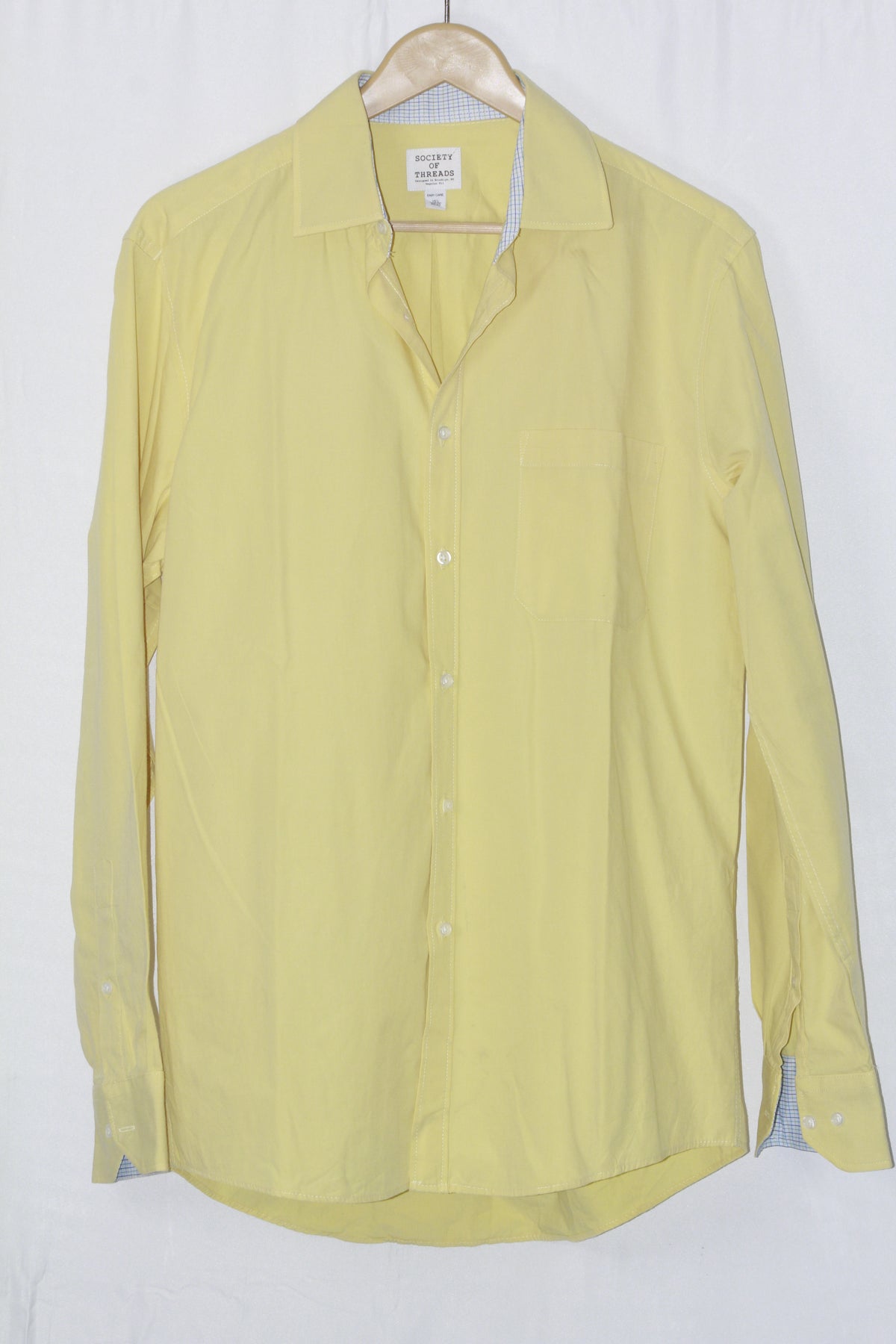 Society of Threads Yellow Full Sleeve Button-Down Shirt