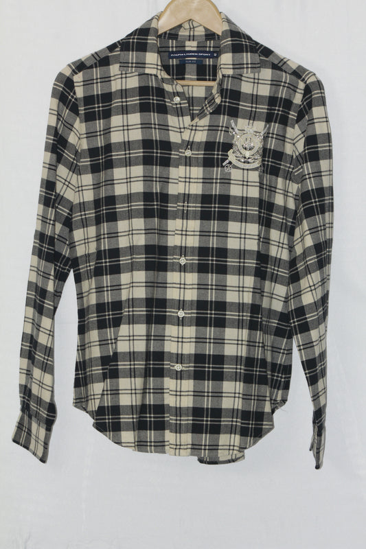 Ralph Lauren Checkered Button-Down Shirt – Black & Off White