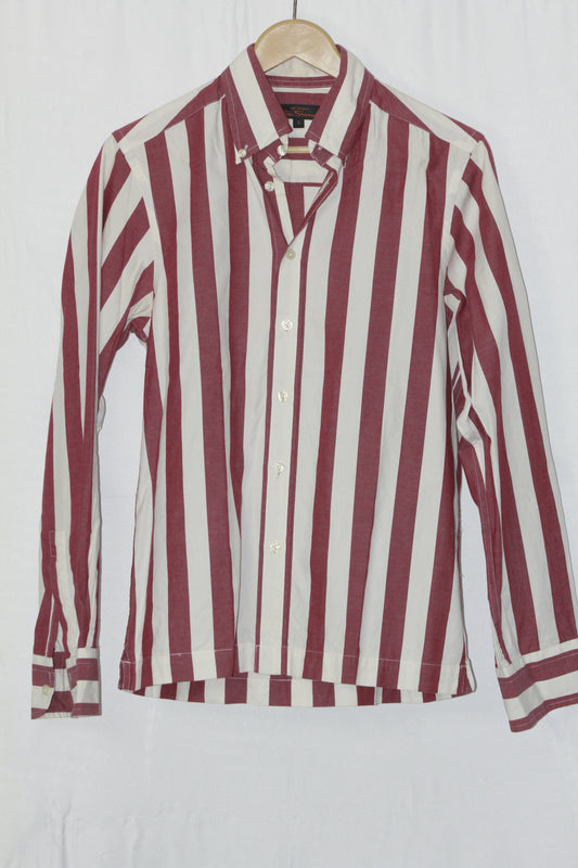 Ben Sherman White & Maroon Striped Button-Down Shirt