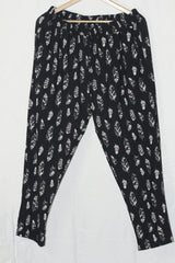 Thriftyfy Black Leaf Print Palazzo Pant (Medium)