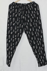 Thriftyfy Black Leaf Print Palazzo Pant (Medium)