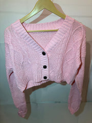 Thriftyfy Cozy Pink Winter Crop Top