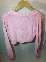 Thriftyfy Cozy Pink Winter Crop Top