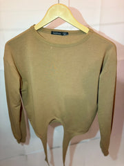 Boohoo Laced Camel Winter Crop Top