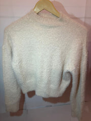 New Look Cream Fur Winter Crop Top