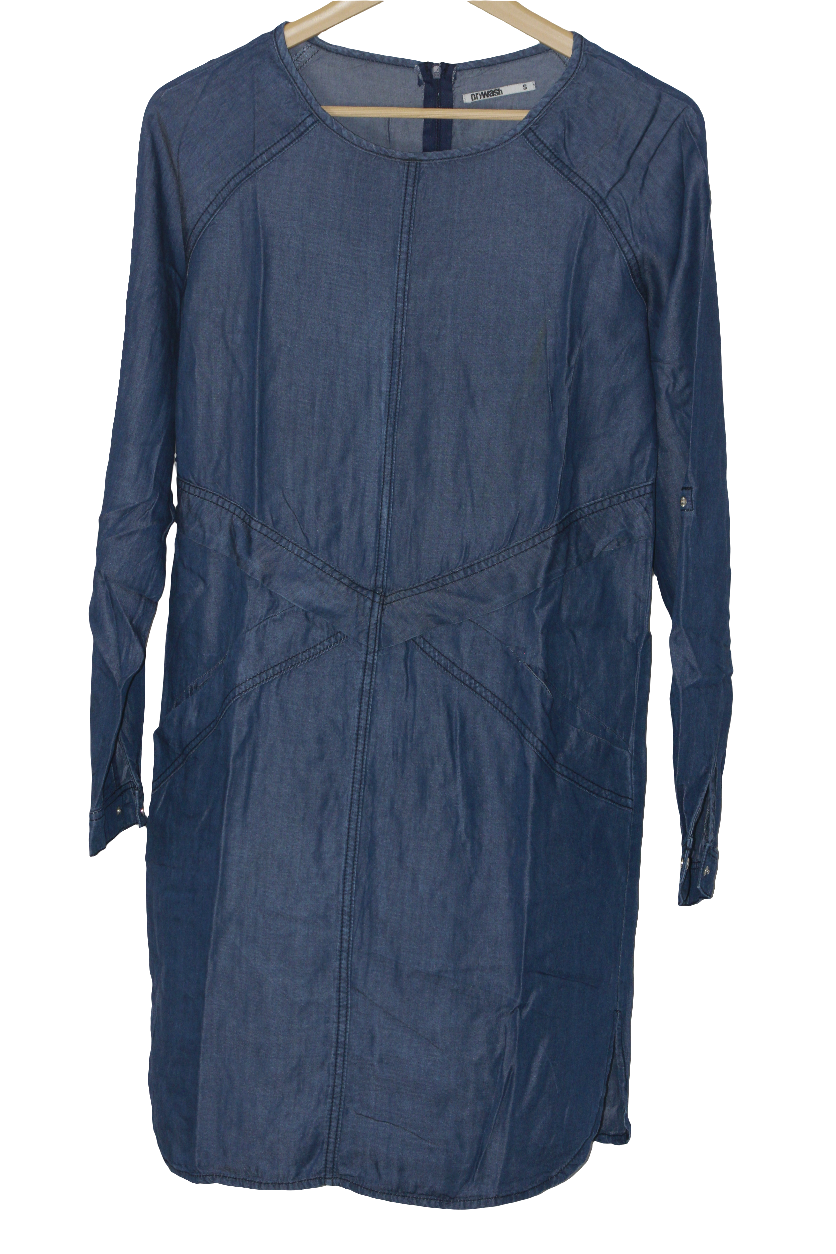 Dry Wash Blue Denim-Style Dress