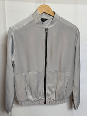 Grey Luxe Utility Zipper Jacket