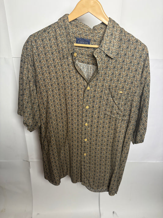 Editions Brown Printed Half Sleeve Button Down Shirt