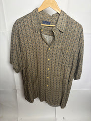 Editions Brown Printed Half Sleeve Button Down Shirt